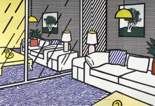 Roy Lichtenstein - Wallpaper With Blue Floor Interior (C. 260)
