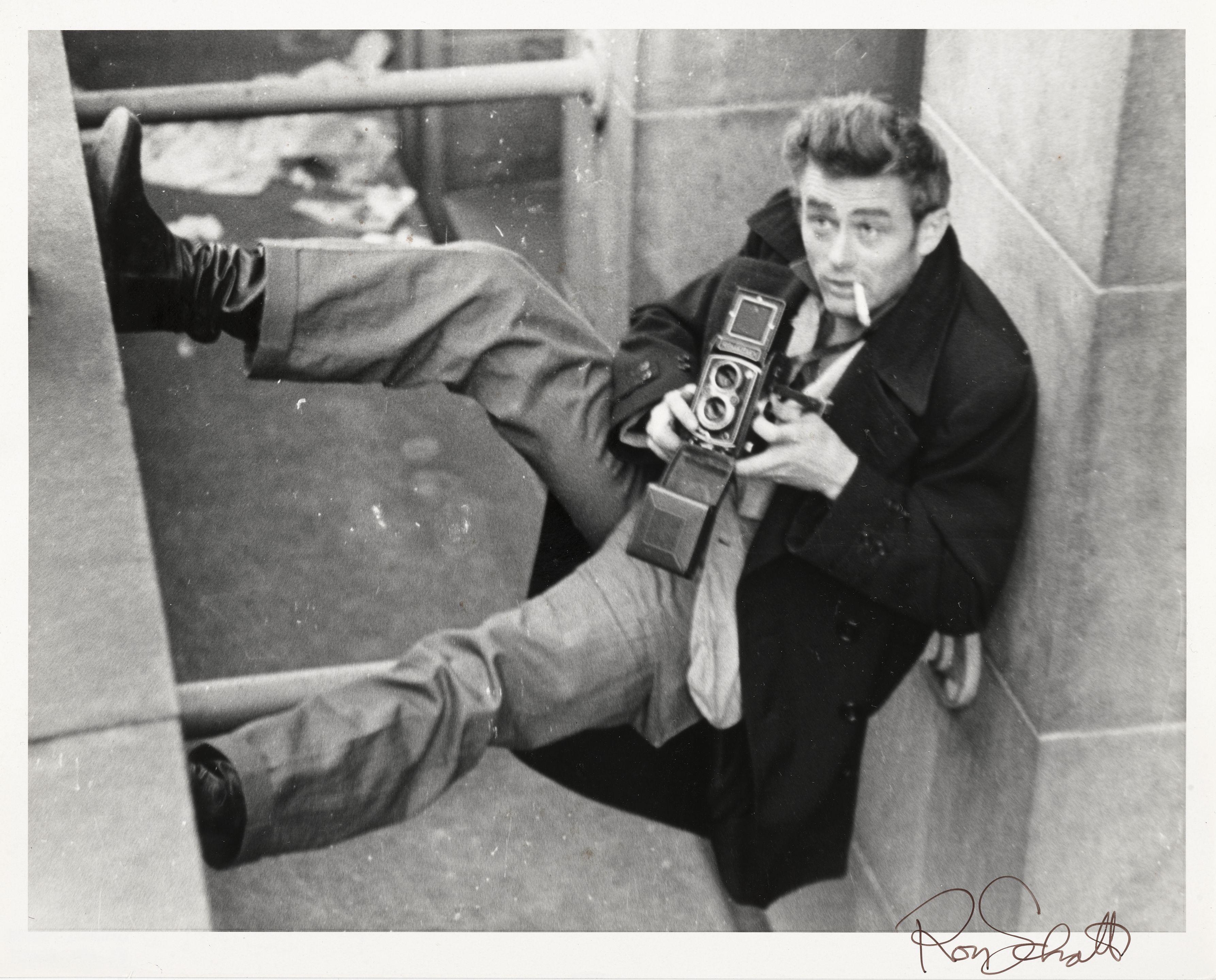 Roy Schatt - James Dean with Rolleiflex Camera, New York