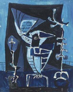 Roy Turner Durrant - Abstract with bird and crucifix