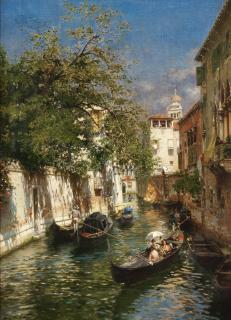 Rubens Santoro - A sunlit Venetian canal
