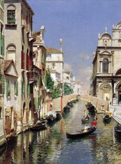 Rubens Santoro - A Venetian Canal with the Scuola Grande di San Marco and Campo San Giovanni e Paolo, Venice