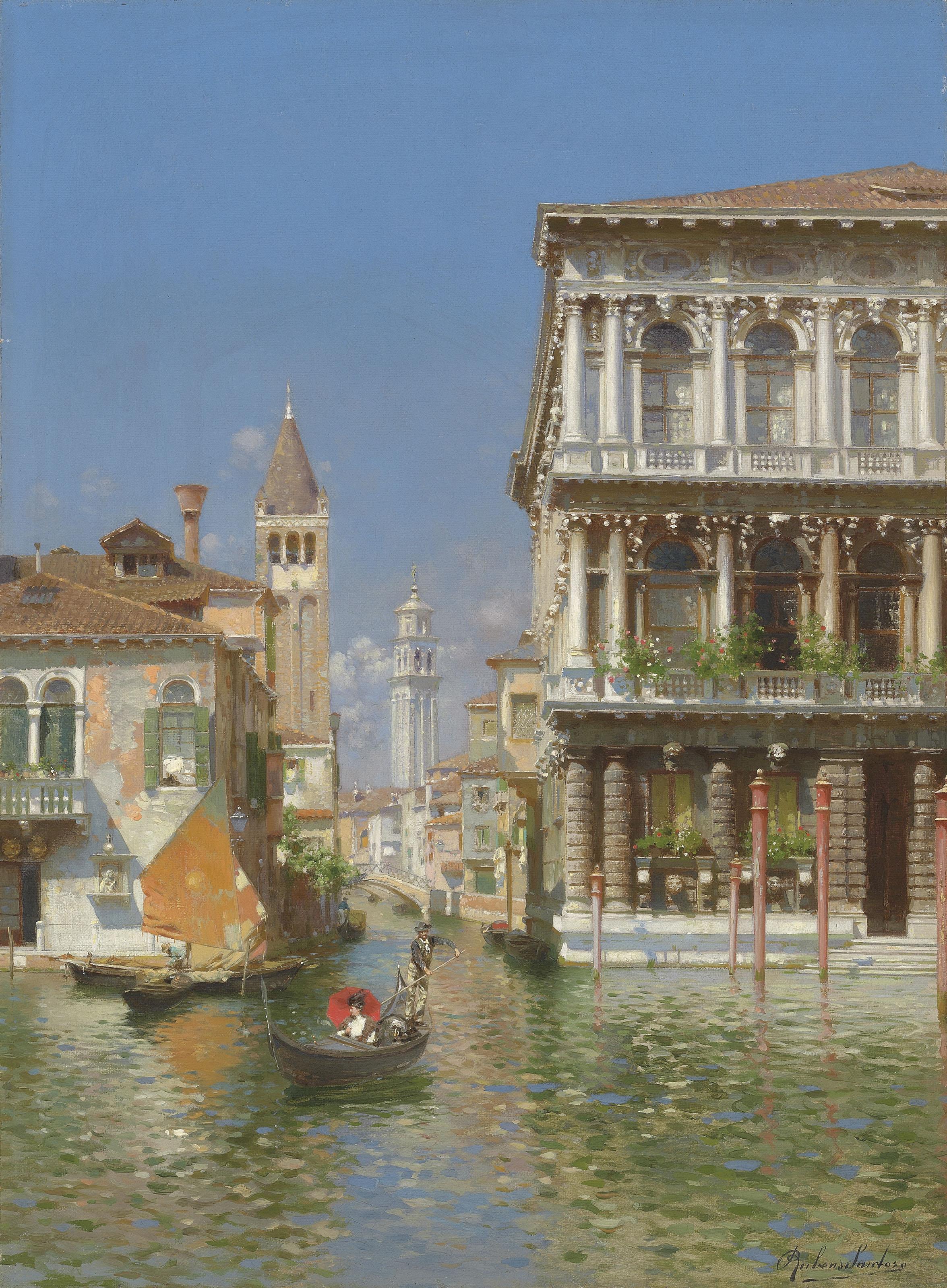 Rubens Santoro - Gondola on the Grand Canal near Ca\' Rezzonico, Venice