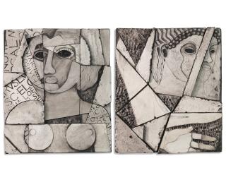 Ruby Sky Stiler - no title (wall relief, circle breasts); no title (wall relief, head and hand)