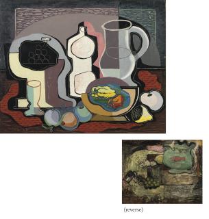 Rudolf Ausleger - A still life with fruits and a jug (recto); A still life with a fish in a bowl (verso)