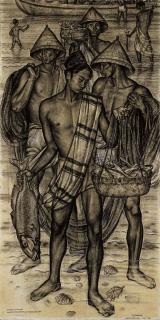 Rudolf Bonnet - Study of the mural work in Makasar