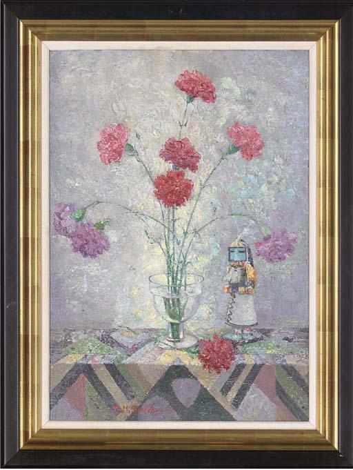 Rudolf Helmut Sauter, R.I., R.B.A. - Carnations In A Glass Vase