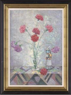 Rudolf Helmut Sauter, R.I., R.B.A. - Carnations In A Glass Vase