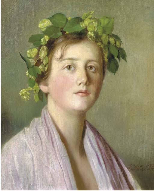 Rudolf Hirth du Frenes - A girl with flowers in her hair