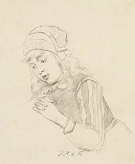 Rudolf Hirth Du Frênes - Studie eines Mädchens in Tracht mit gefalteten Händen.