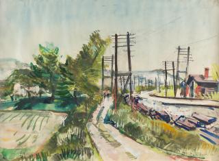 Rudolf Jacobi - Landschaft mit Bahnlinie