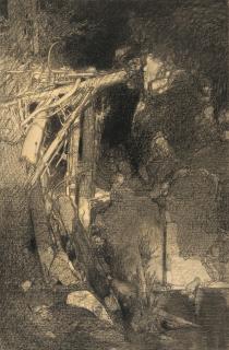 Rudolf Jettmar - Felslandschaft mit angeschwemmten Stämmen