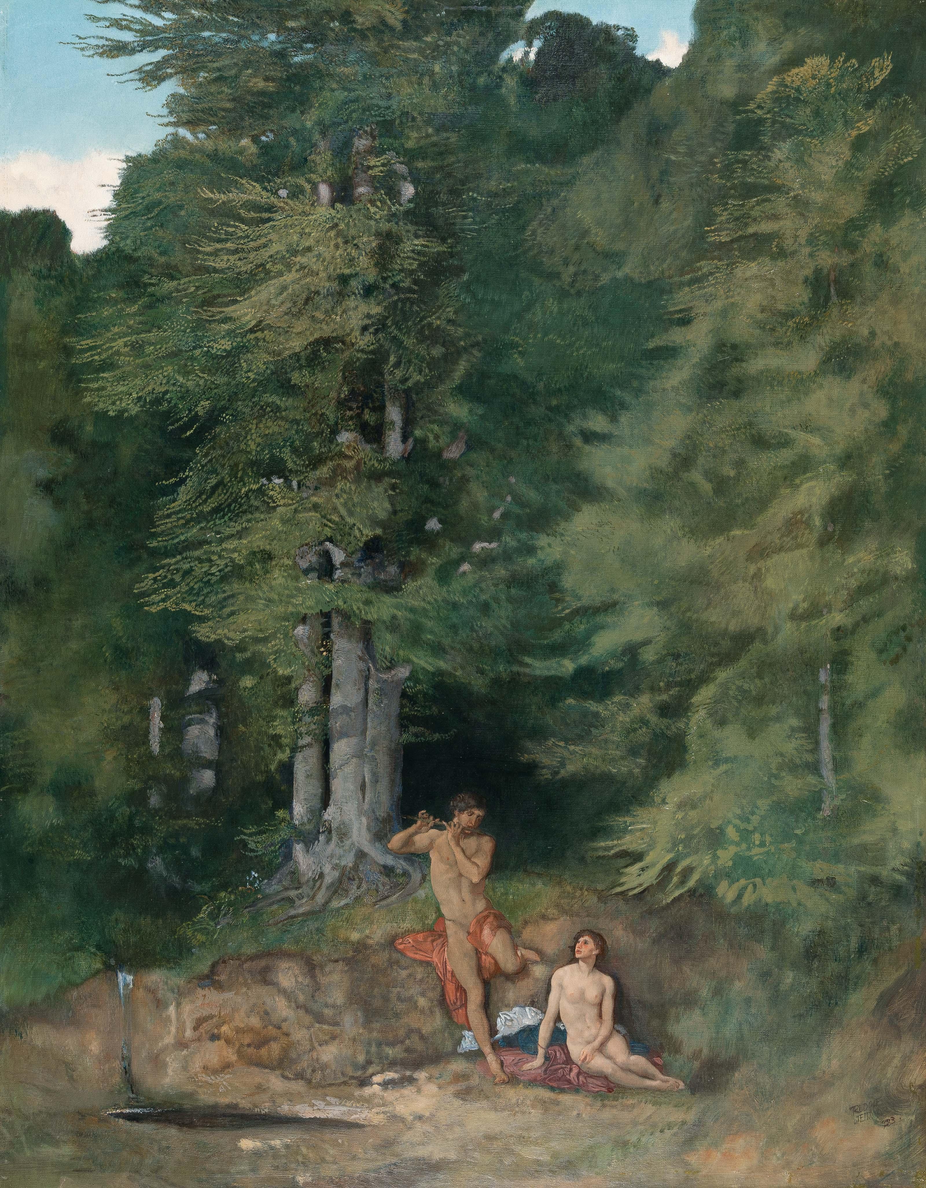 Rudolf Jettmar - Flötenbläser an einer Waldquelle