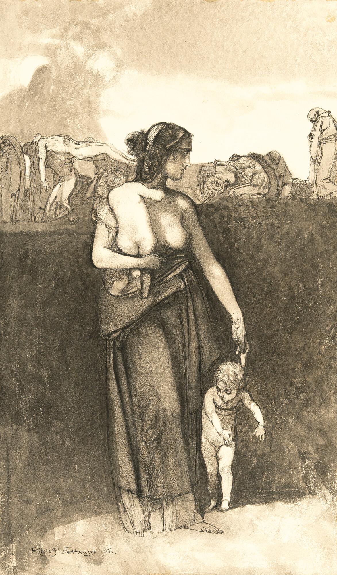 Rudolf Jettmar - Frau mit zwei Kindern am Wege
