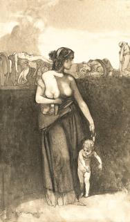 Rudolf Jettmar - Frau mit zwei Kindern am Wege