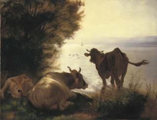 Rudolf Koller - Kühe morgens am Zürichhorn