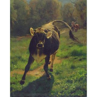 Rudolf Koller - Rennendes Kalb Running Calf