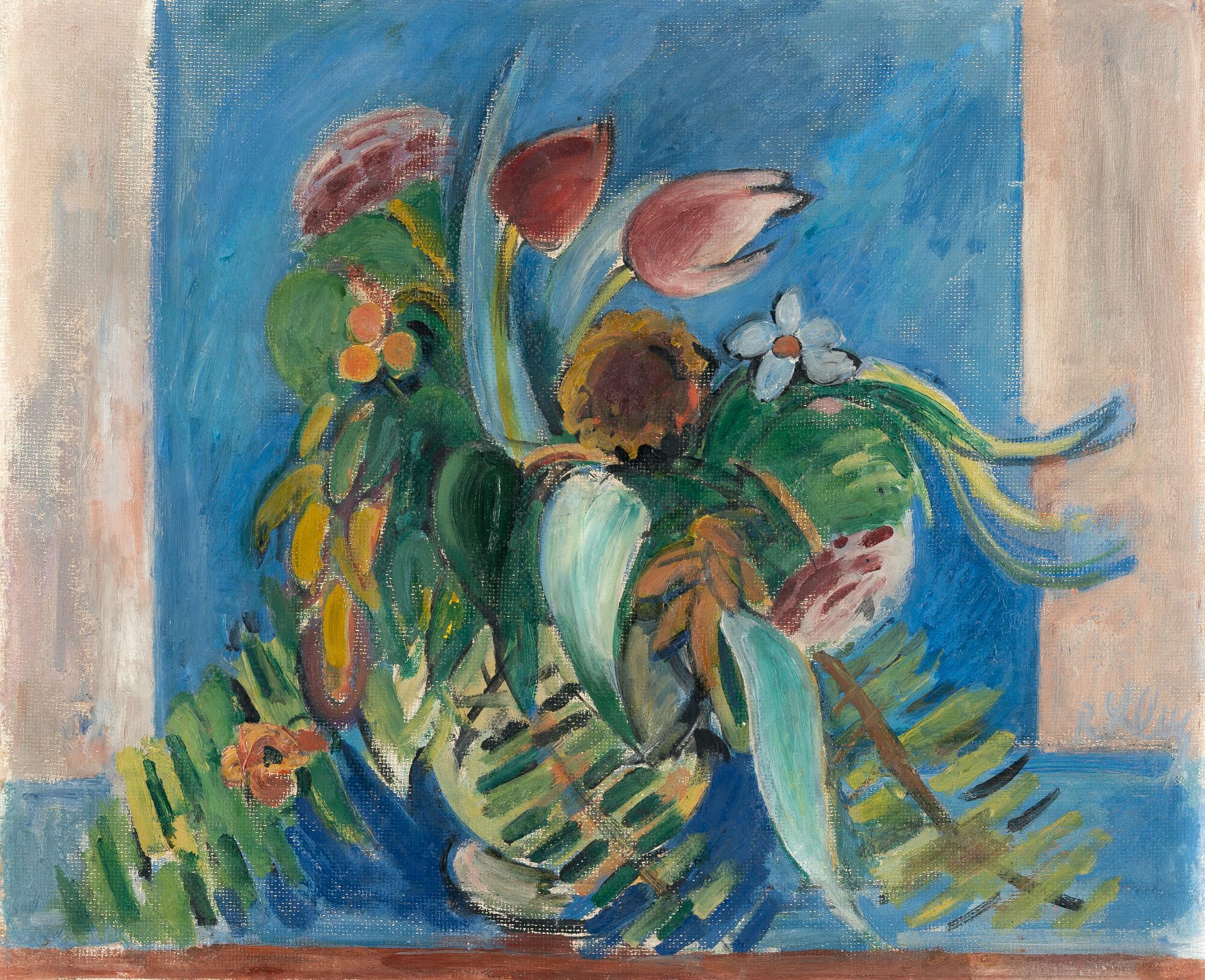 Rudolf Levy - Blumenstrauß mit Farnblättern
