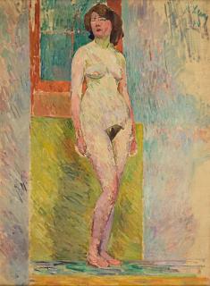 Rudolf Levy - Nu debout dans l\'atelier