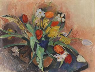 Rudolf Levy - Vase mit Tulpen und Narzissen
