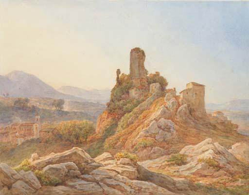 Rudolf Müller - Vue d\'Olevano, près de Rome