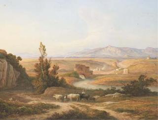 Rudolf Müller - Vue du Ponte Nomentano Dans la Campagne Romaine