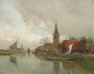 Rudolf Ribarz - Vessels on the Schie in Overschie, in the municipality of Rotterdam