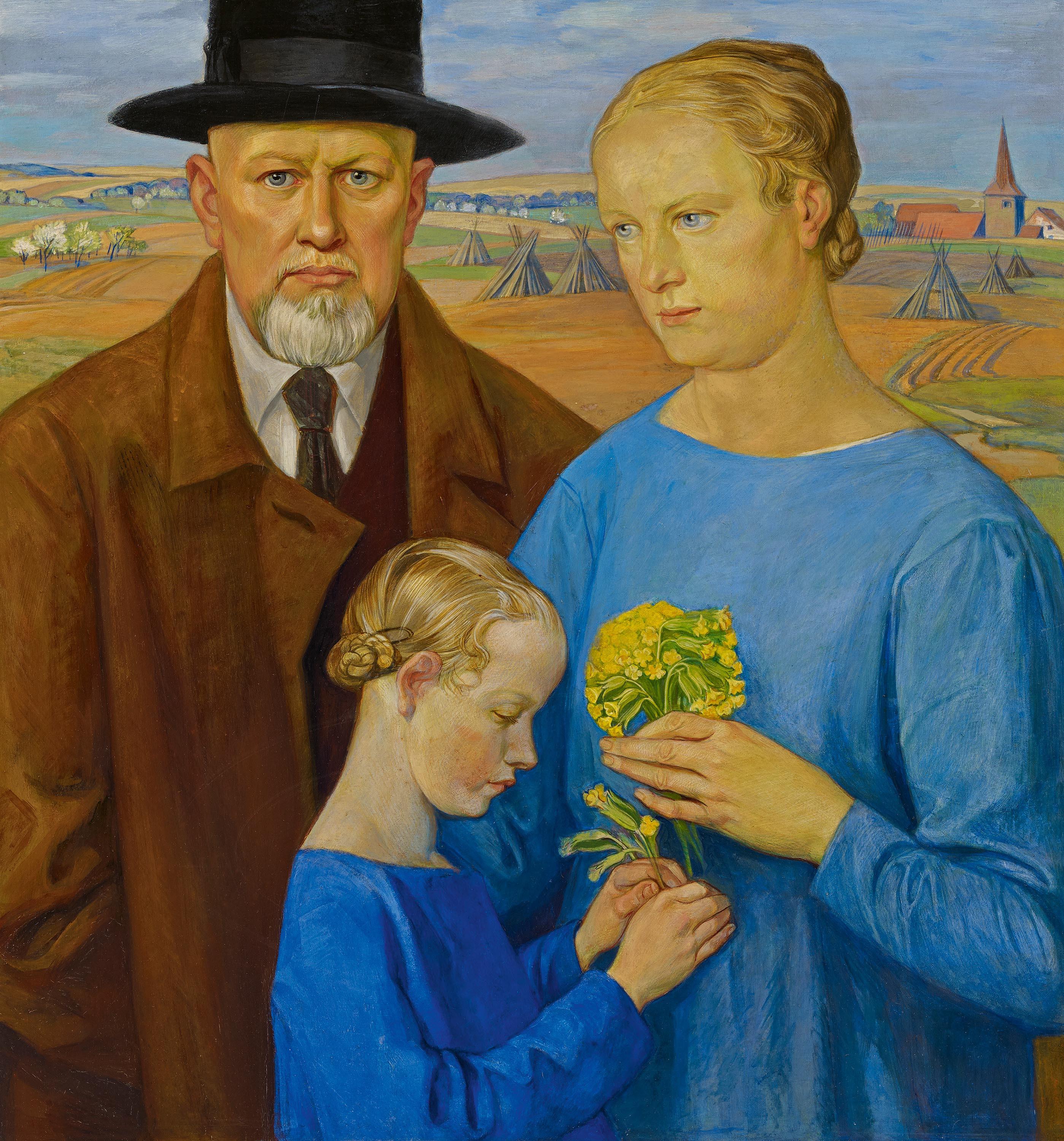 Rudolf Schiestl - Selbstportrait des Künstlers mit seiner Familie.