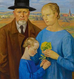 Rudolf Schiestl - Selbstportrait des Künstlers mit seiner Familie.