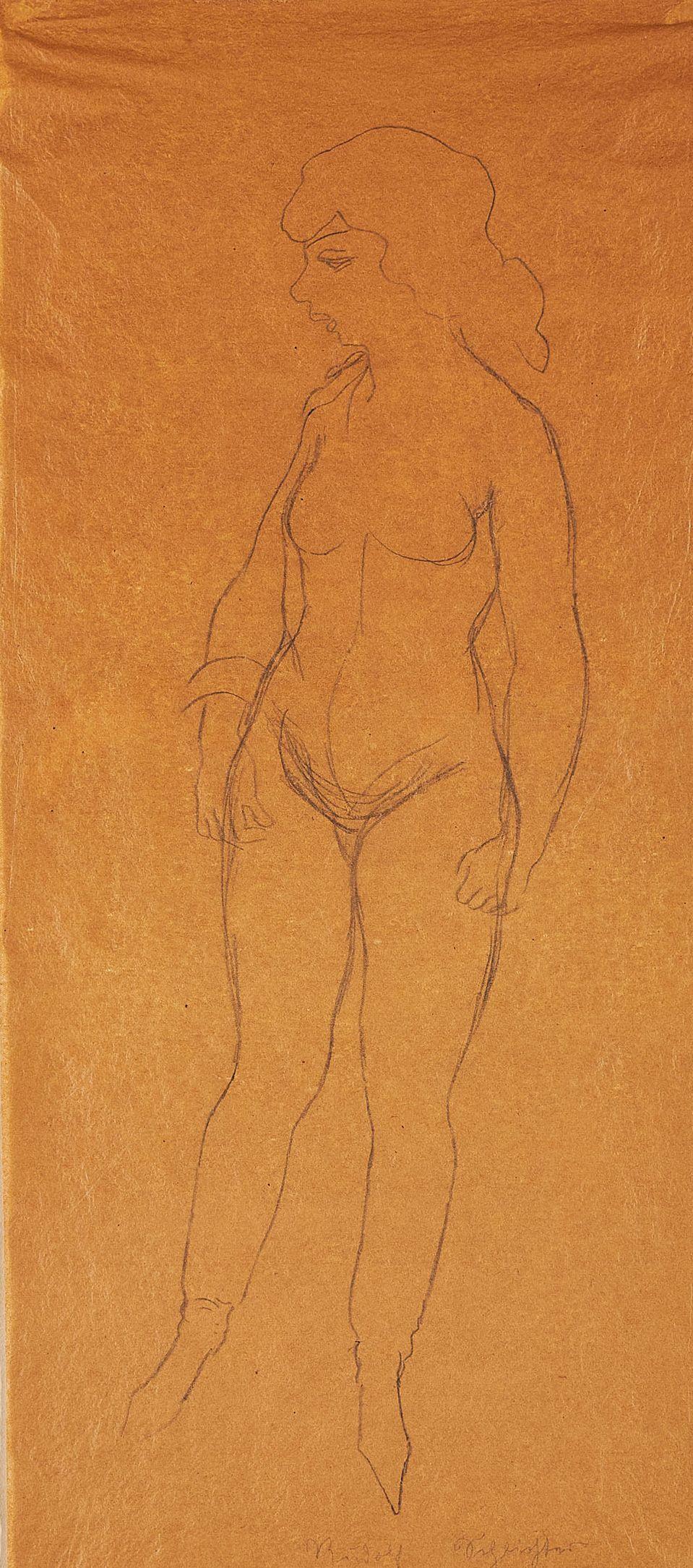 Rudolf Schlichter - Stehender Frauenakt.