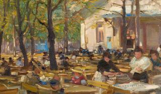 Rudolf Schramm-Zittau - Biergarten.