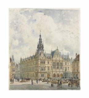 Rudolf Von Alt - A Flower And Vegetable Market