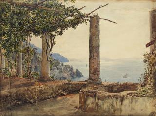Rudolf Von Alt - Amalfi Et Le Golfe De Salerne Vus De La Terrasse Du Cloître Des Capucins