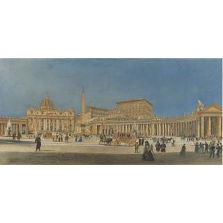 Rudolf Von Alt - Austrian der Petersplatz In Rom (St Peter\'S Square, Rome)