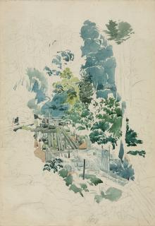 Rudolf von Alt - Gebirgsbach mit einer Wassermühle.