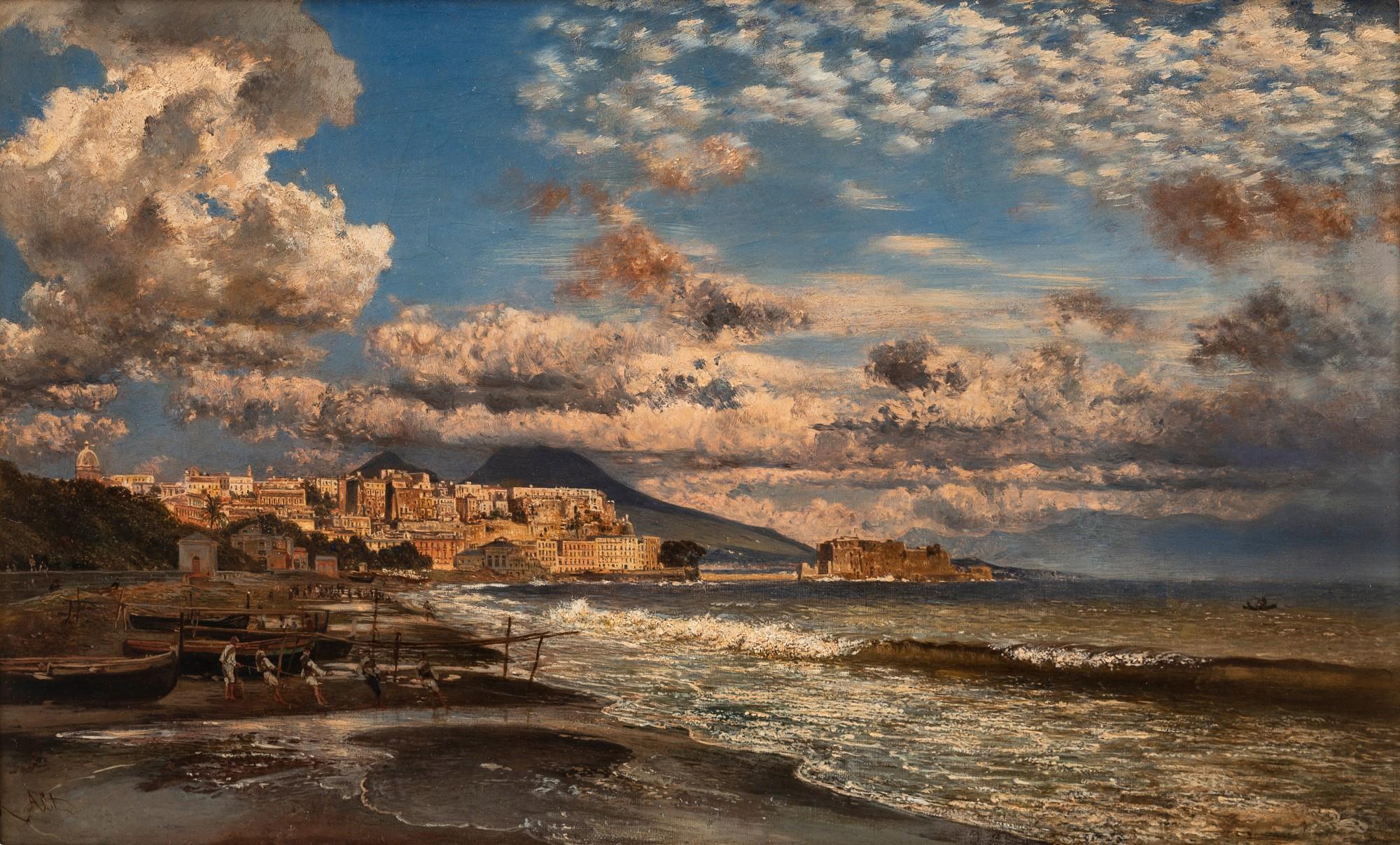 Rudolf von Alt - Naples, view from the Northwest over the Bay of Naples, with Vesuvius in the background