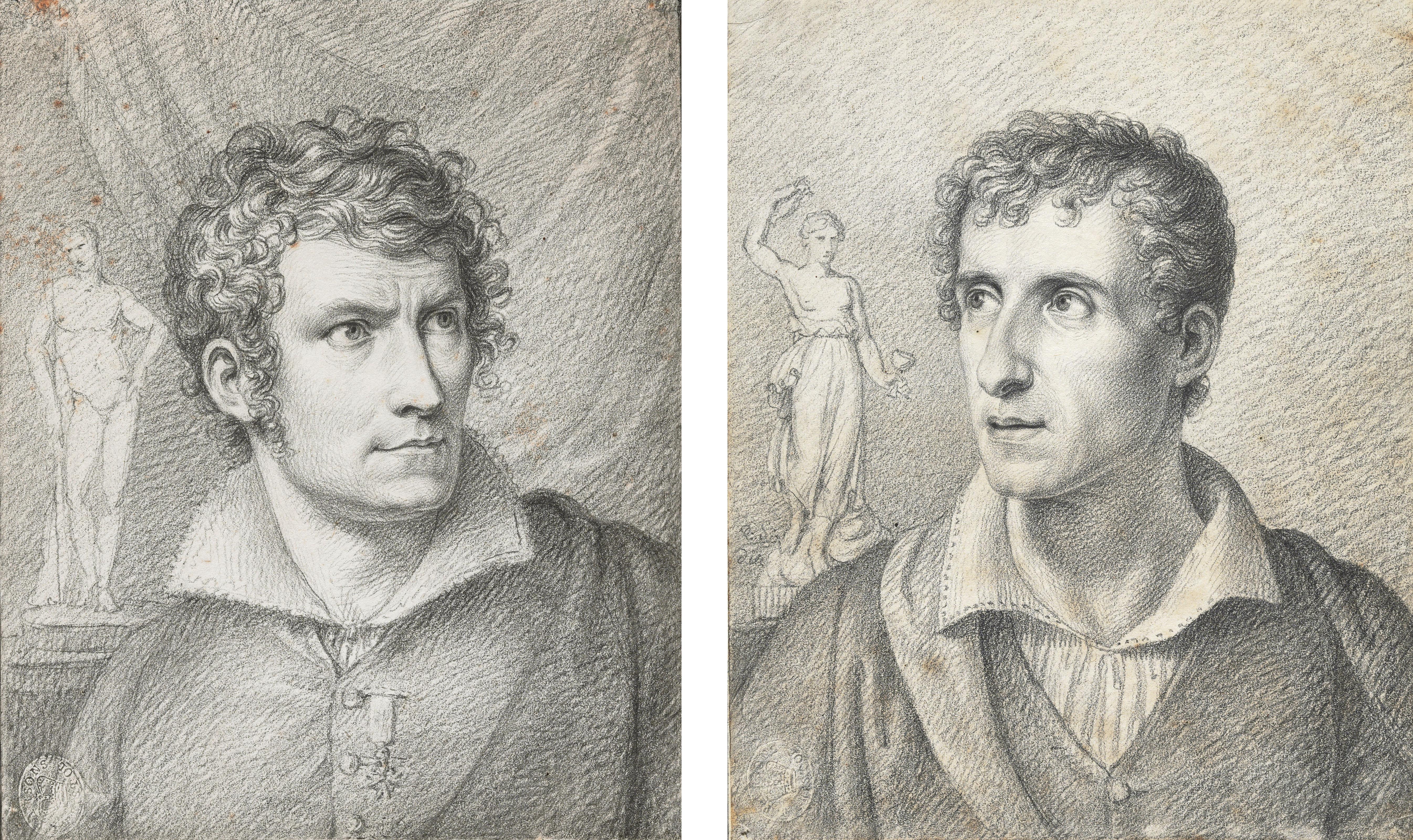 Rudolph Friedrich Carl Suhrlandt - Portrait of Antonio Canova (i);  and  Portrait of Bertel Thorvaldsen (ii)