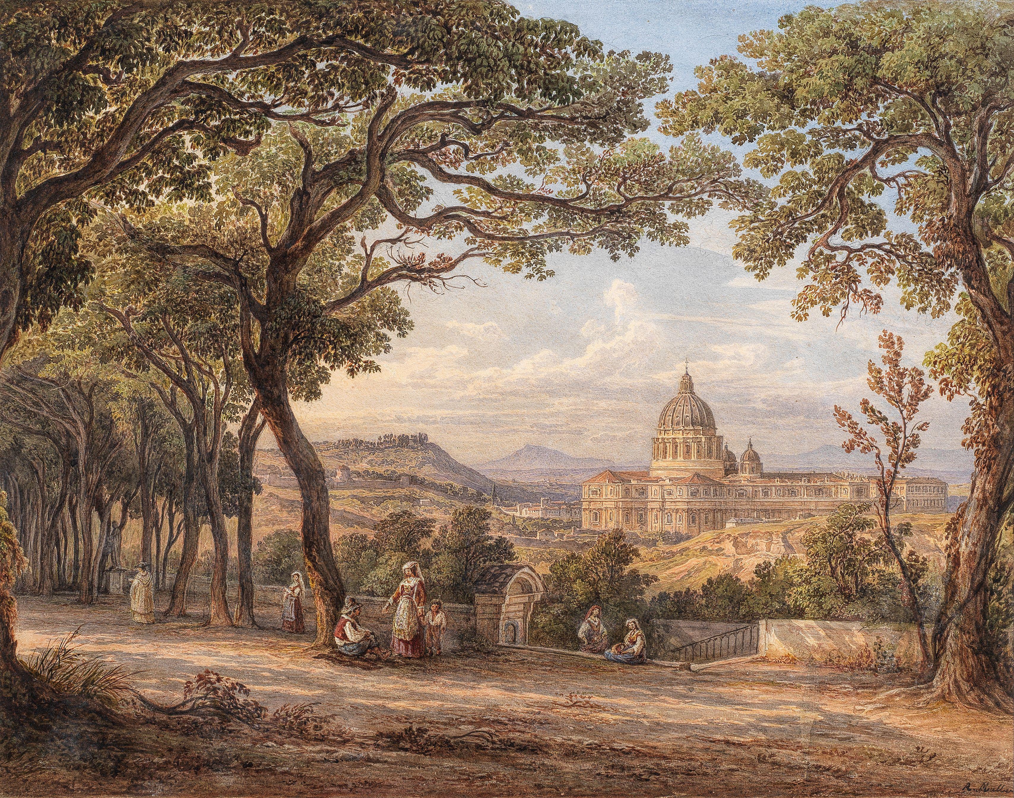 Rudolph Müller - A panoramic view of Rome with St Peter\'s Basilica