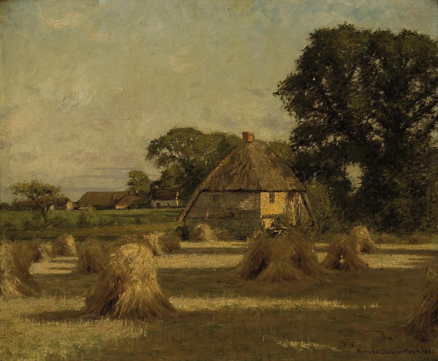 Rudolph Onslow Ford - Hay stooks, early evening