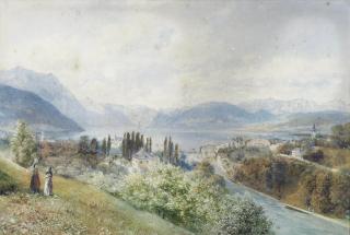 Rudolph von Alt - A view of Gmunden, Austria