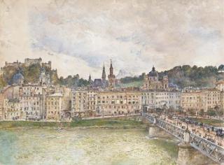 Rudolph Von Alt - A view of Salzburg