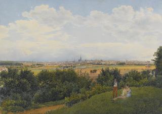 Rudolph Von Alt - A View Of Vienna From The Prater With Figures In The Foreground