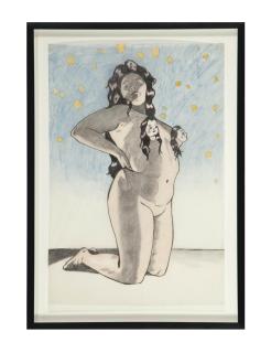 Rudy Royval - Untitled (nude with stars); and two companion drawings