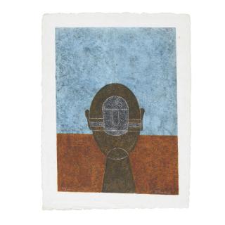Rufino Tamayo - Cabeza sobre fondo azul