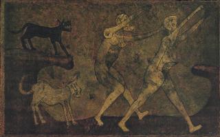 Rufino Tamayo - Dos Personajes Atacados por Perros (Pareda 311)