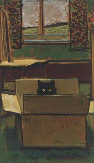 Ruskin Spear, R.A. - Cat in a cardboard box