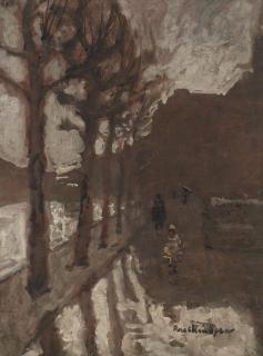 Ruskin Spear R.A. - King Street, Hammersmith, in Winter