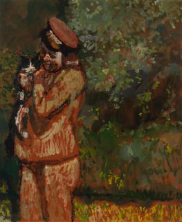 Ruskin Spear R.A. - Woman With Cat (Portrait of Ida)