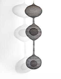 Ruth Asawa - Untitled (S.449, Hanging Three Lobed Form With Stripes And Two Interior Spheres)