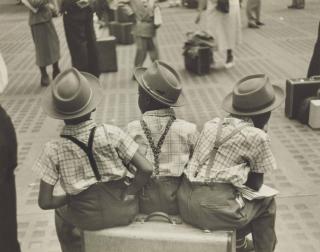Ruth Orkin - Three Little Boys On Suitcase, Penn Station, C. 1947