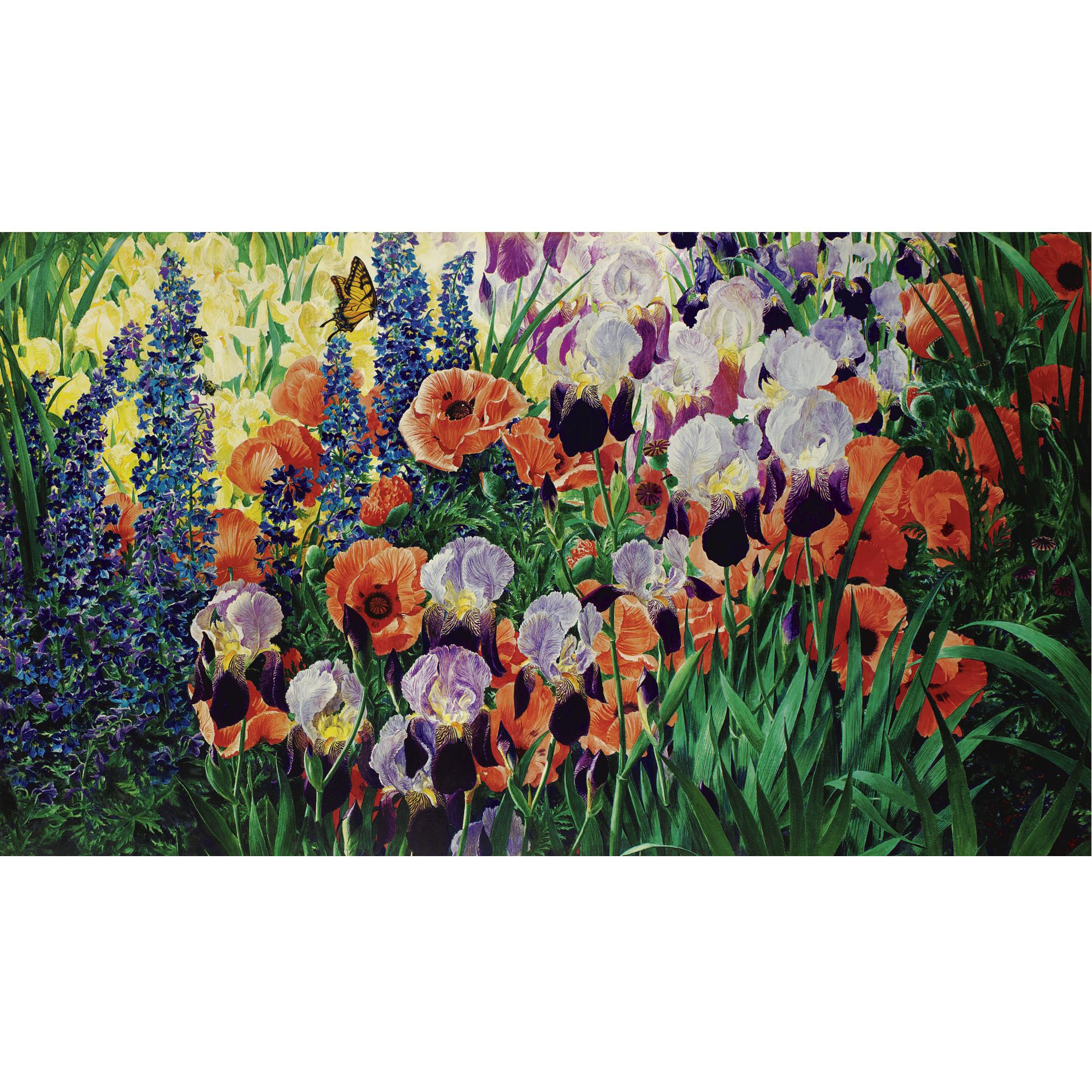 Rutherford Boyd - Flower Garden, Irises And Poppies